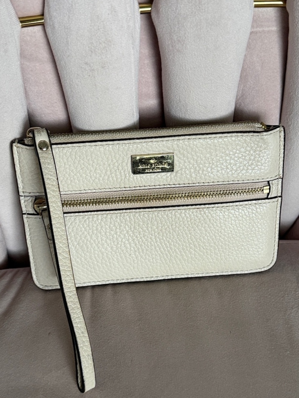 kate spade Cream Leather Wristlet